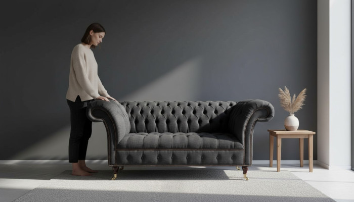 Design canapé Chesterfield en tissu 2 places Tissu d'ameublement Textile nouveau