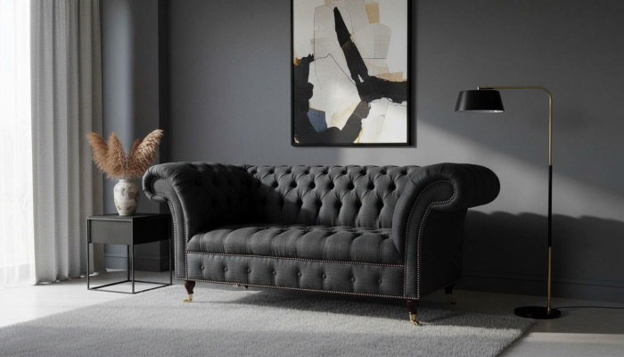 Design canapé Chesterfield en tissu 2 places Tissu d'ameublement Textile nouveau