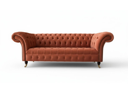 Canapé 3 places Chesterfield de luxe en tissu d'ameublement neuf