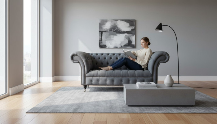 Mobilier de bureau Chesterfield en tissu pour canapé à deux places