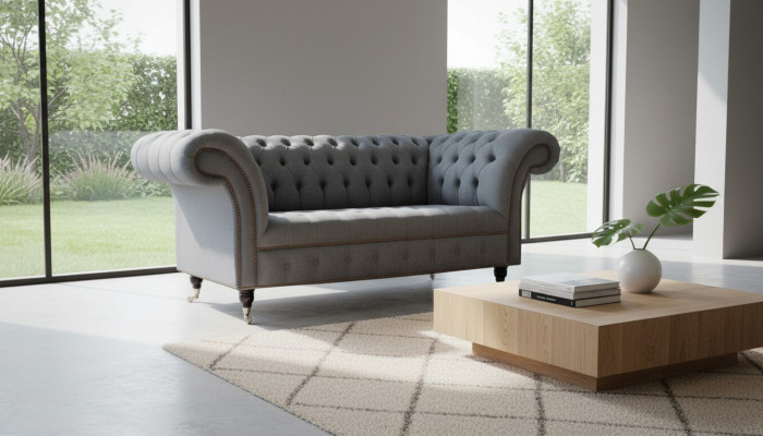 Mobilier de bureau Chesterfield en tissu pour canapé à deux places