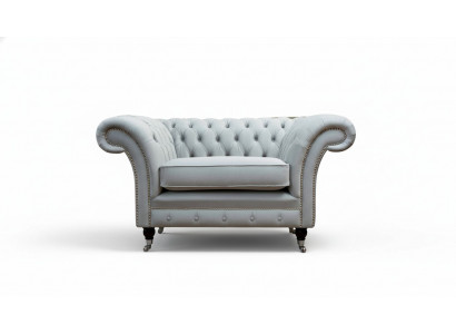 Fauteuil rembourré Canapé en textile Chesterfield Causeuses 1 place Siège simple Gris