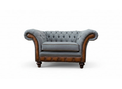 Fauteuil design Relax en tissu Salon de luxe gris Chesterfield à assise rembourrée