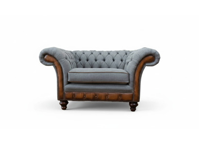 Fauteuil design Relax en tissu Salon de luxe gris Chesterfield à assise rembourrée