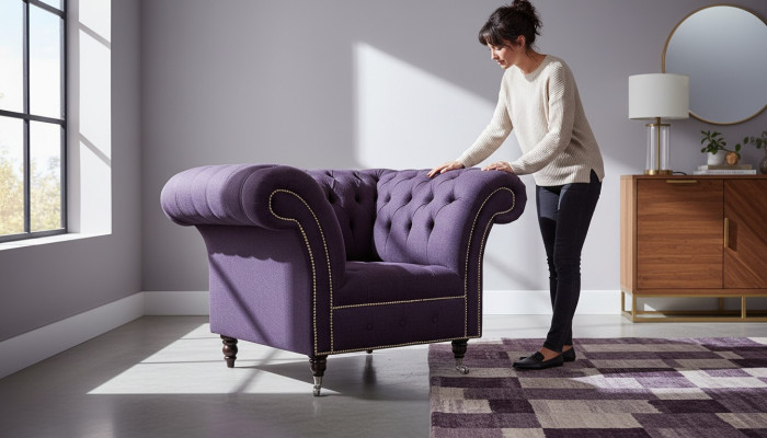 Fauteuil une place de luxe 1 siège Siège Design Textile Tissu Violet Chesterfield