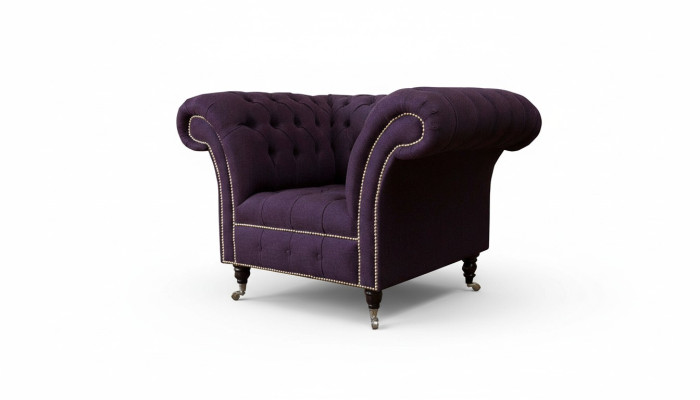 Fauteuil une place de luxe 1 siège Siège Design Textile Tissu Violet Chesterfield