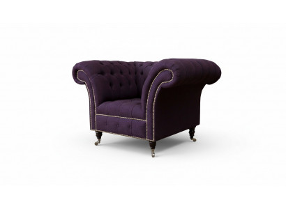 Fauteuil une place de luxe 1 siège Siège Design Textile Tissu Violet Chesterfield