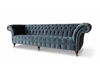 Canapé 4 places Canapés 4 places Design moderne en tissu gris Chesterfield