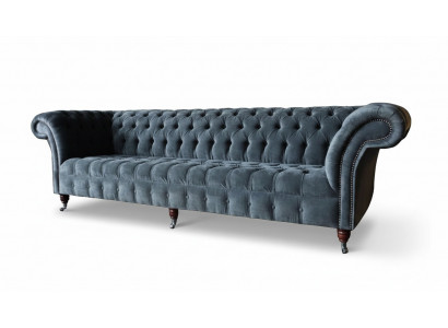 Canapé 4 places Canapés 4 places Design moderne en tissu gris Chesterfield