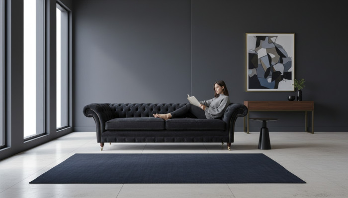 Canapé design 4 places en tissu de luxe classique Chesterfield
