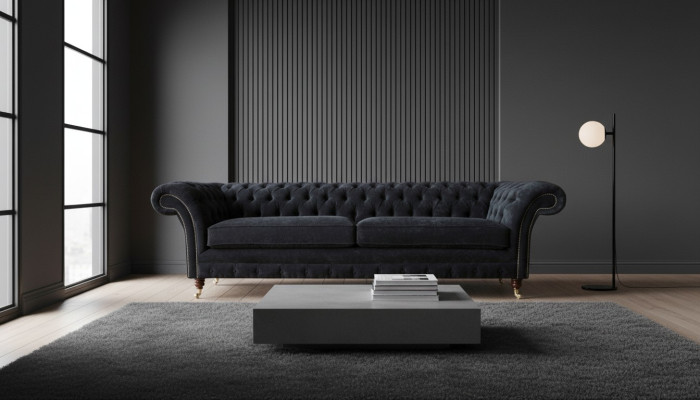 Canapé design 4 places en tissu de luxe classique Chesterfield