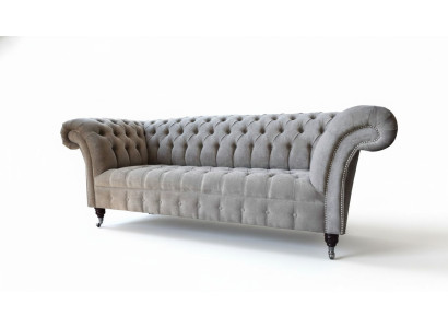 Canapé Chesterfield gris trois places avec coussin de siège canapé canapé-lit meubles nouveau