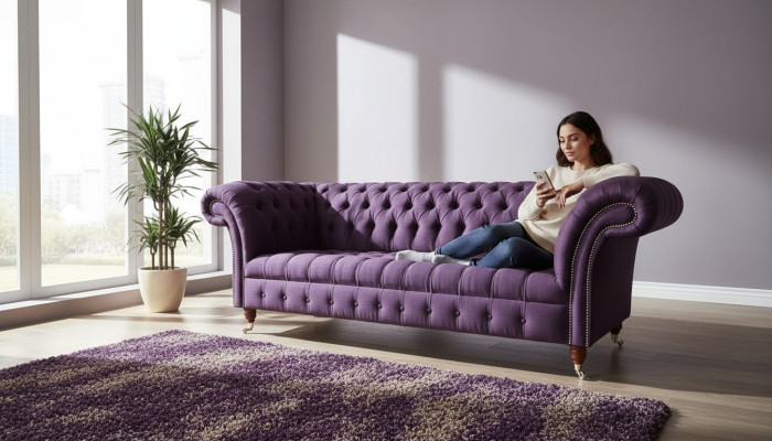 Chesterfield Canapé 3 Places Canapé Tissu Canapé Rembourrage Siège 3 Places Canapés Neuf