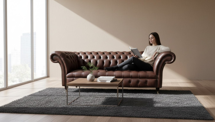 Canapé en cuir Chesterfield 3 places Canapés design de salon Upholstery