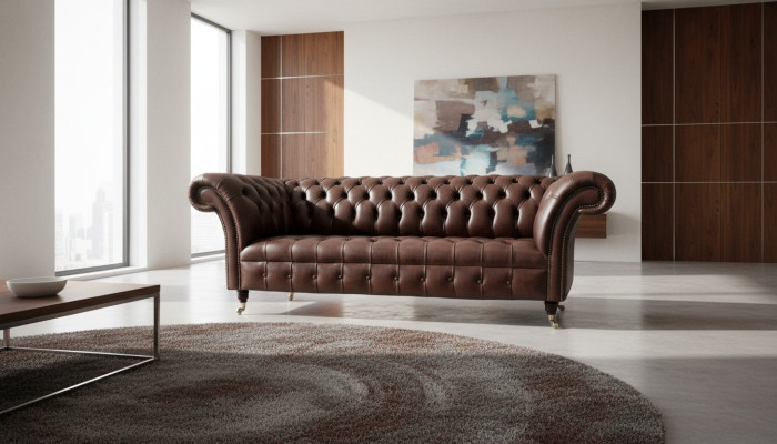 Canapé en cuir Chesterfield 3 places Canapés design de salon Upholstery