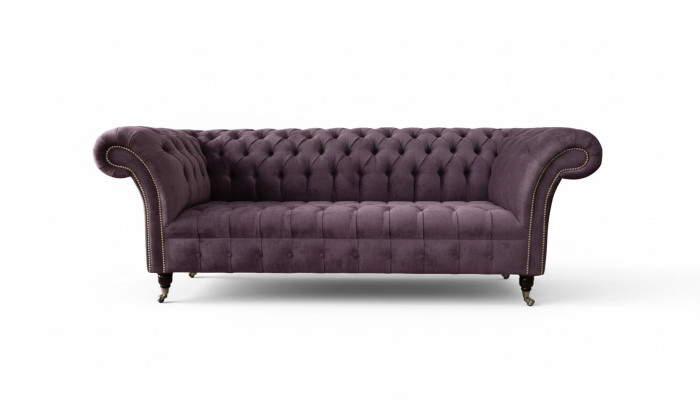 Moderne canapé Chesterfield canapé rembourrage 3 places tissu pourpre Sofas neuf