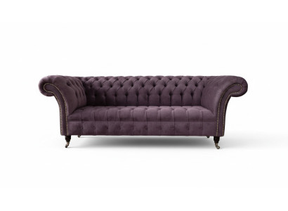 Moderne canapé Chesterfield canapé rembourrage 3 places tissu pourpre Sofas neuf