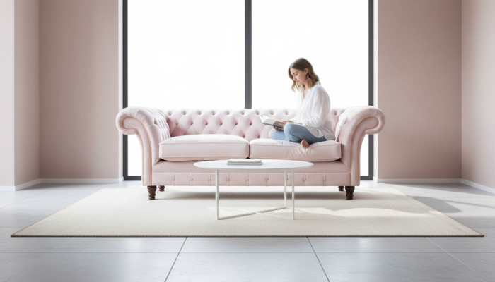 Canapé canapé 3 places Mobilier Design Chesterfield Siège Tissu Neuf