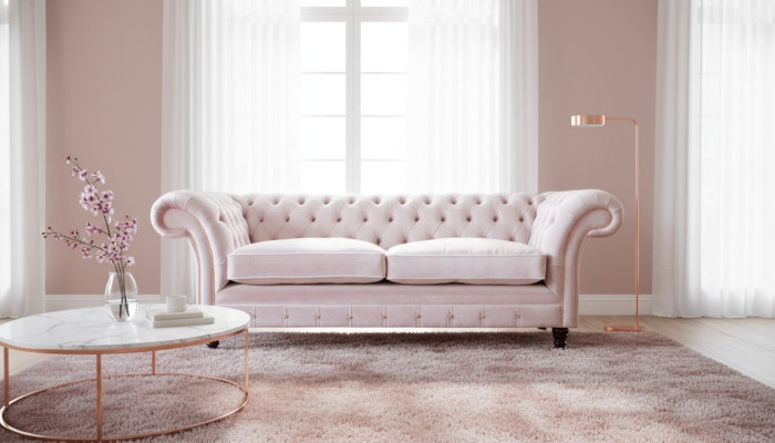 Canapé canapé 3 places Mobilier Design Chesterfield Siège Tissu Neuf