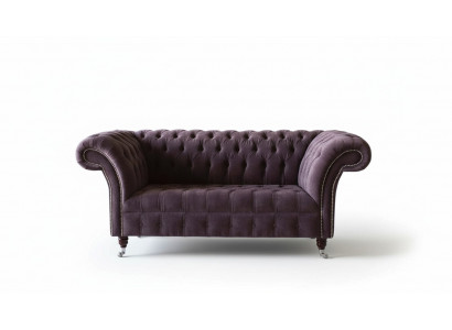 Canapé Chesterfield design en peluche violet en tissu pour deux personnes tout neuf