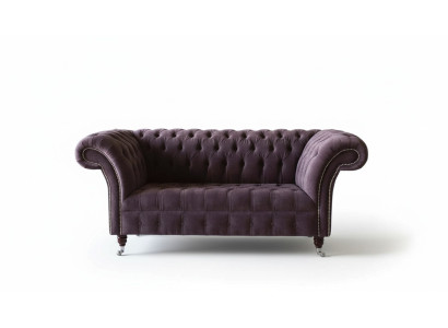 Canapé Chesterfield design en peluche violet en tissu pour deux personnes tout neuf