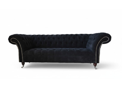 Canapé Design Canapé Rembourrage 3 Places Canapés Bleu Sièges Tissu Neuf