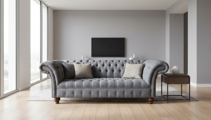 Canapé 3 places Chesterfield Revêtement en tissu Siège Tissu Canapés Canapé neuf