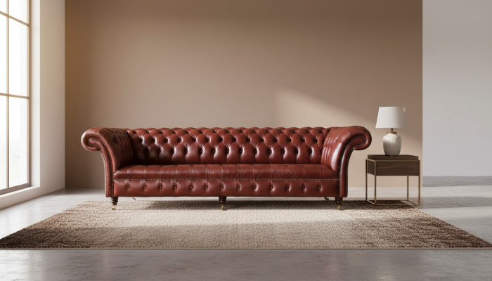 Canapé en cuir 4 places Design Chesterfield Canapé en cuir 245 cm