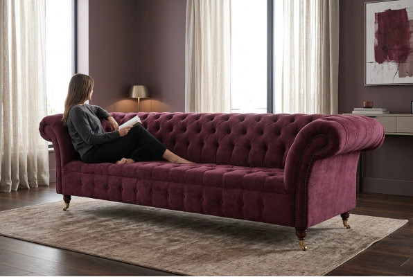 Canapé Chesterfield en design Textile Canapé 3 places rembourré neuf