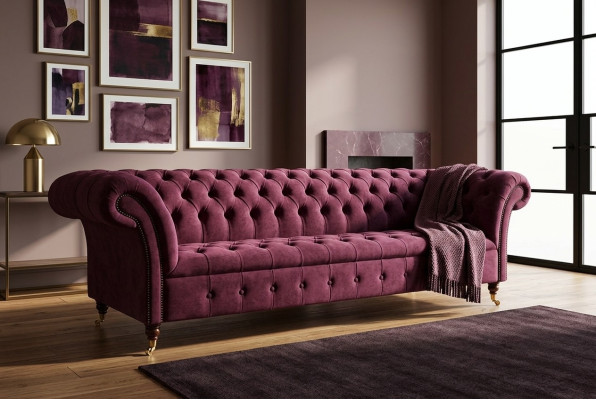 Canapé Chesterfield en design Textile Canapé 3 places rembourré neuf