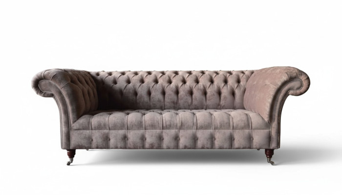 Canapé Chesterfield Sofa Tissu Design 3 Places Trois Places Violet