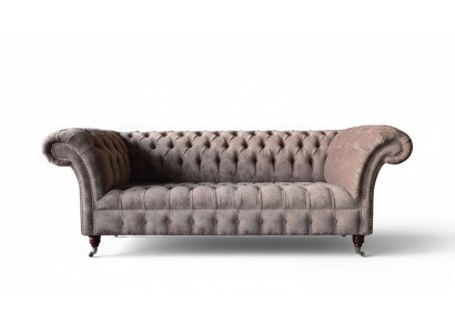 Canapé Chesterfield Sofa Tissu Design 3 Places Trois Places Violet