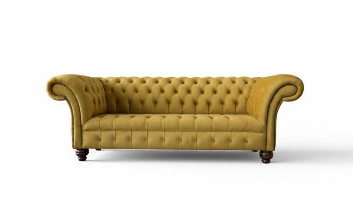 Chesterfield Canapé Jaune Tapisserie 3 places Canapés Sièges Trois Places