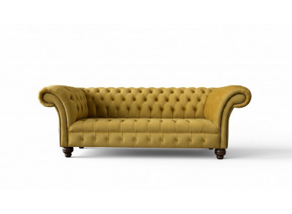 Chesterfield Canapé Jaune Tapisserie 3 places Canapés Sièges Trois Places