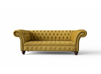 Chesterfield Canapé Jaune Tapisserie 3 places Canapés Sièges Trois Places