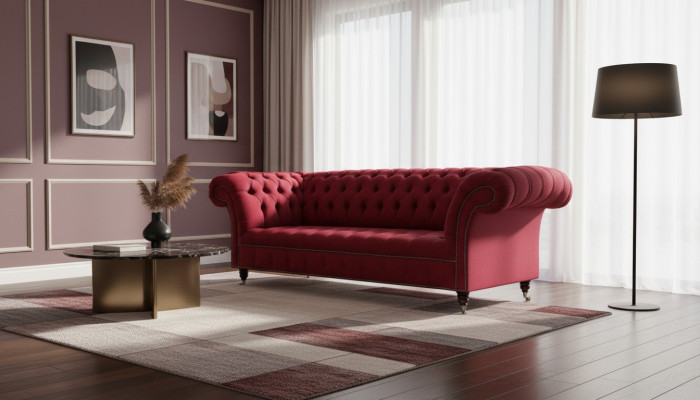Chesterfield 3 places canapé design 3 canapés canapé tissu textile