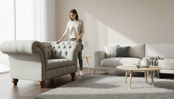 Chesterfield Fauteuil 1 Place Canapé Siège Rembourrage Tissu Mobilier Textile