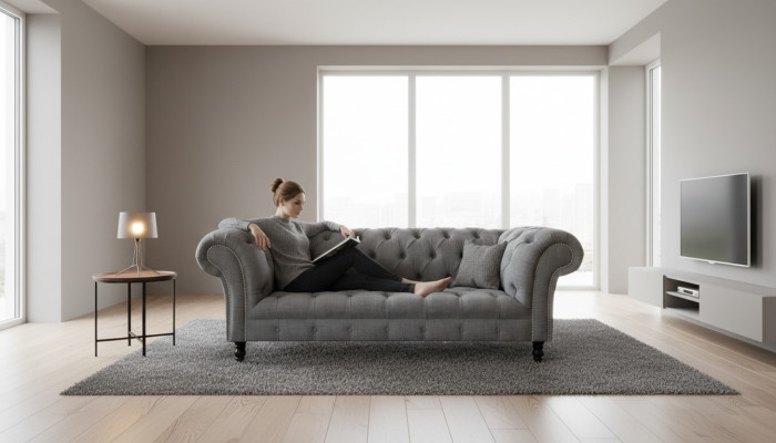 Canapé Chesterfield 3 places Tissu d'ameublement Canapé en tissu canapés nouveau