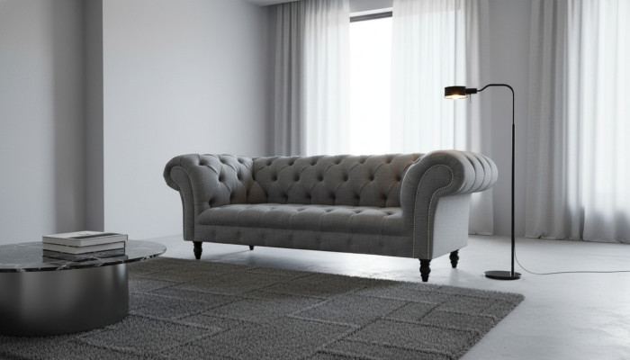 Canapé Chesterfield 3 places Tissu d'ameublement Canapé en tissu canapés nouveau