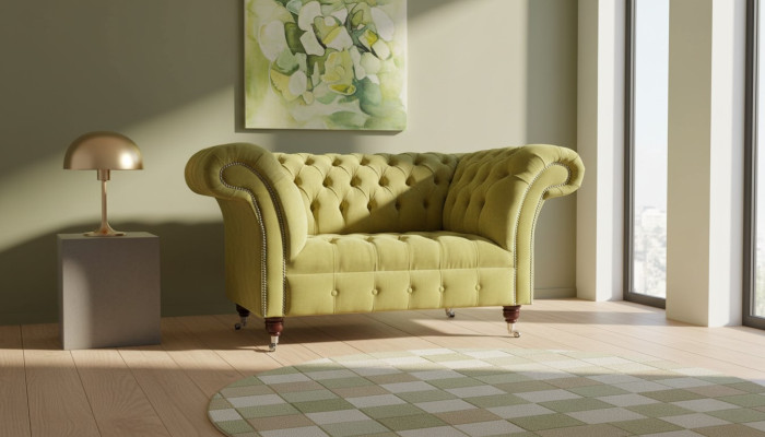 Chesterfield Fauteuil Tissu Design Canapé Tissu Canapés Rembourrage Gris neuf