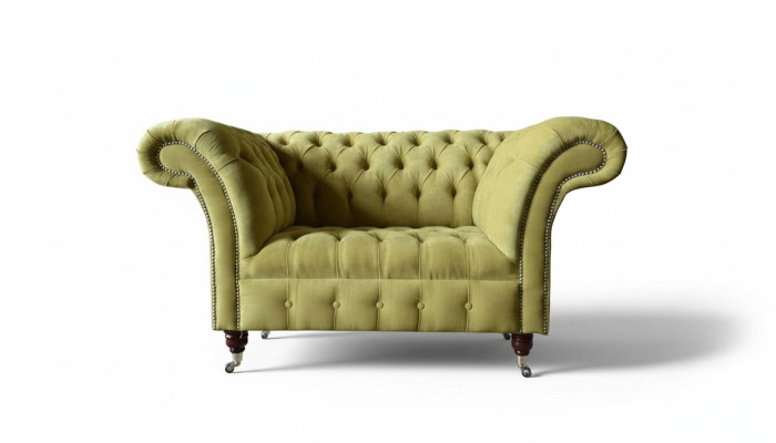 Chesterfield Fauteuil Tissu Design Canapé Tissu Canapés Rembourrage Gris neuf