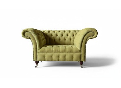 Chesterfield Fauteuil Tissu Design Canapé Tissu Canapés Rembourrage Gris neuf