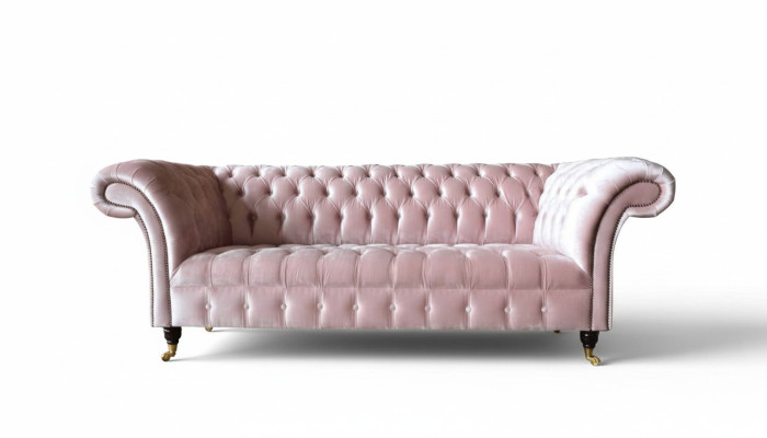 Canapé Chesterfield 3 places Canapé en tissu rose Salon Canapés rembourrés neufs