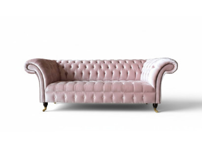 Canapé Chesterfield 3 places Canapé en tissu rose Salon Canapés rembourrés neufs