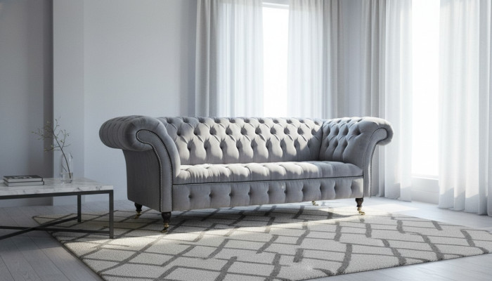Chesterfield 3 places Canapé textile Tissu Canapés Canapés Tissus Canapé Rembourré