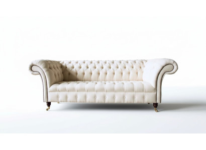 Canapé Chesterfield 3 places Designer Canapés roses Tissu Revêtement Textile