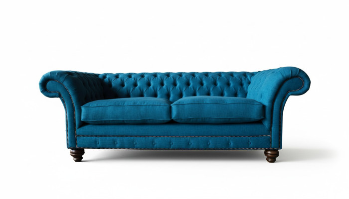 Canapé Chesterfield 3 places Tissu Canapés Tissu Salon Bleu