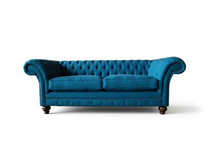 Canapé Chesterfield 3 places Tissu Canapés Tissu Salon Bleu