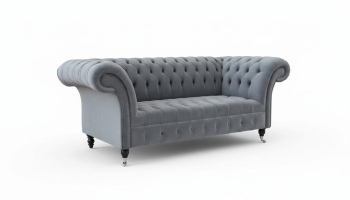 Canapé Chesterfield 3 places Canapé de luxe Canapé Salon Canapés gris Tissu Canapé