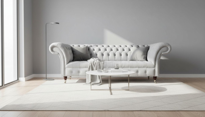 Canapé Chesterfield en textile 3 places gris Canapé Canapé Grand nouveau